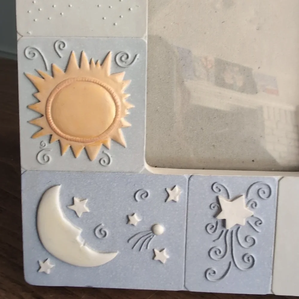 Vintage Carlton Cards Friends Celestial Picture Frame Blue Sun Moon Stars Y2K